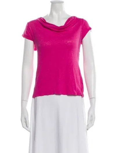 Pre-owned Halston Linen Cowl Neck Top In Pink