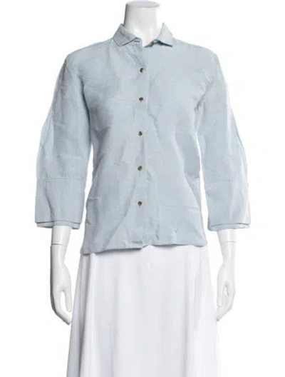 Pre-owned Halston Linen Jacket In Blue