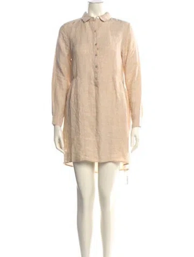 Pre-owned Halston Linen Mini Dress In Neutral