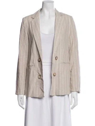 Pre-owned Halston Linen Striped Blazer In Neutral