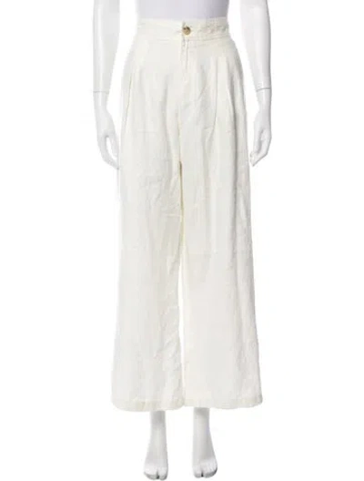 Pre-owned Halston Linen Wide Leg Pants In Neutral
