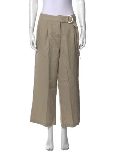 Pre-owned Halston Linen Wide Leg Pants In Neutrals