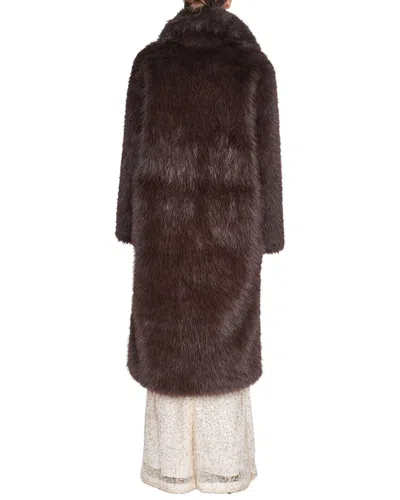 Halston Long Coat In Brown