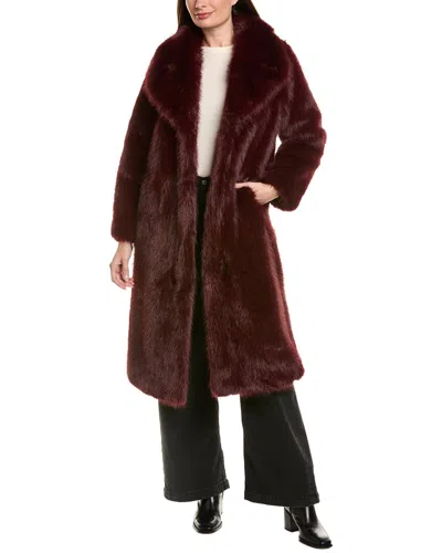 Halston Long Coat In Brown