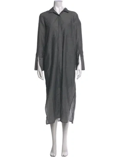 Pre-owned Halston Long Dress In Gray