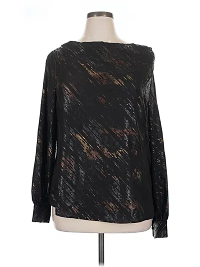 Pre-owned Halston Long Sleeve Blouse In Black