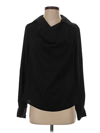 Pre-owned Halston Long Sleeve Blouse In Black