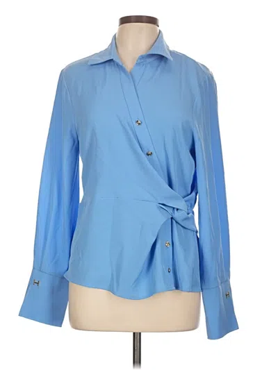 Halston Long Sleeve Blouse In Blue