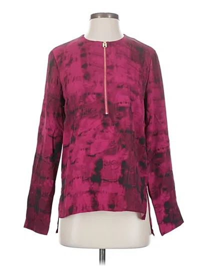 Pre-owned Halston Long Sleeve Blouse In Burgundy