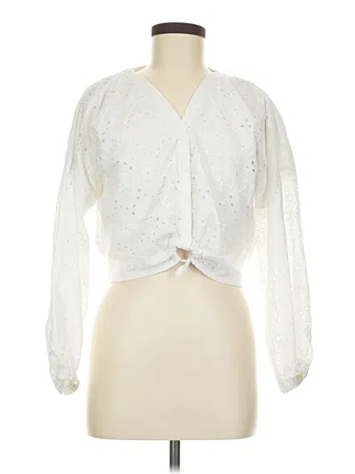 Pre-owned Halston Long Sleeve Blouse In Ivory