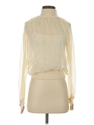 Pre-owned Halston Long Sleeve Blouse In Ivory