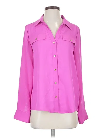 Pre-owned Halston Long Sleeve Blouse In Pink