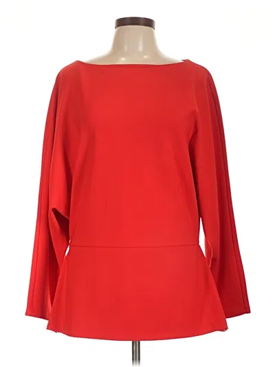 Pre-owned Halston Long Sleeve Blouse In Red