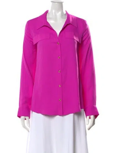Pre-owned Halston Long Sleeve Blouse W/ Tags In Pink