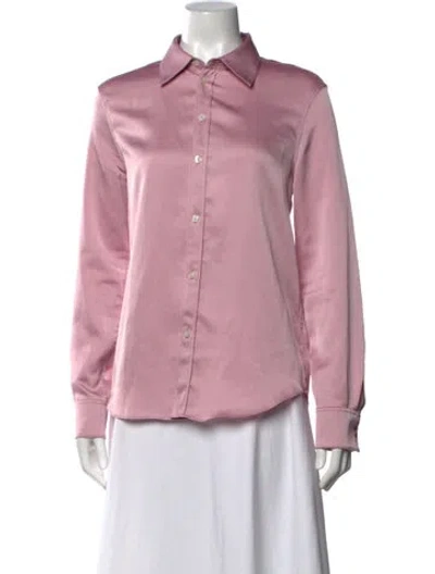 Pre-owned Halston Long Sleeve Button-up Top In Pink
