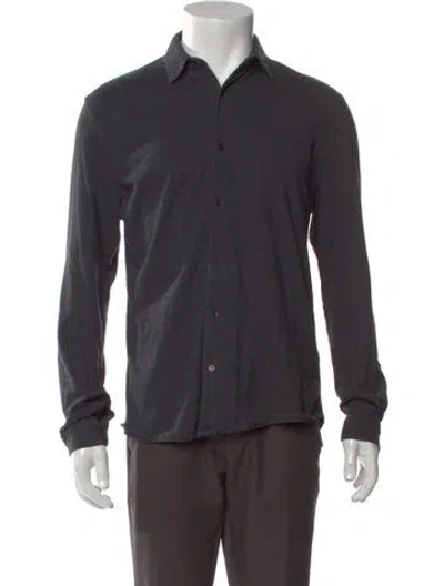 Pre-owned Halston Long Sleeve Shirt In Gray