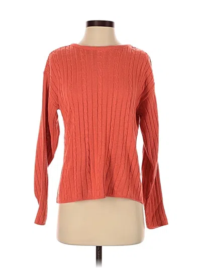 Pre-owned Halston Long Sleeve Top Orange Boatneck Tops