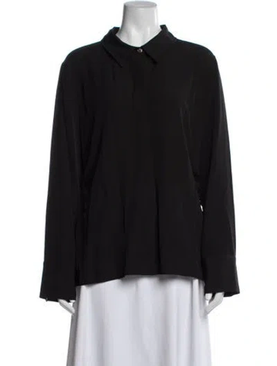 Pre-owned Halston Long Sleeve Top W/ Tags In Blue