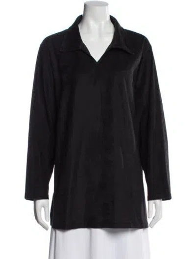 Pre-owned Halston Long Sleeve Tunic In Black