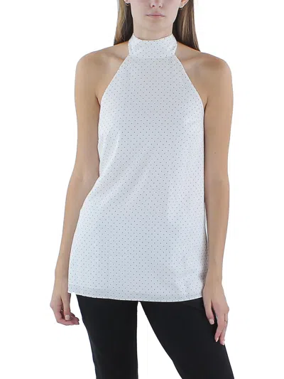 Halston Loren Womens Polka Dot Open Back Halter Top In Multi