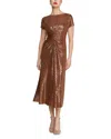 Halston Luce Disco Jersey Midi Dress In Brown