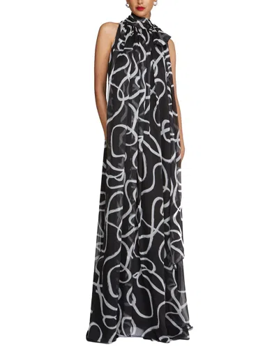 Halston Lyle Chiffon Gown In Black