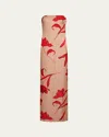 Halston Manuela Strapless Floral-print Column Gown In Camel Statement Flow