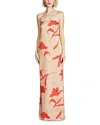 Halston Manuela Strapless Floral-print Column Gown