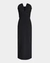 Halston Marguerite Strapless Plunge Midi Dress In Black