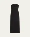 Halston Marguerite Strapless Plunge Midi Dress In Black
