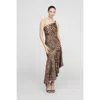 Halston Mavis Satin Midi In Brown
