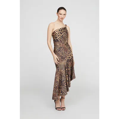 Halston Mavis Satin Midi In Brown