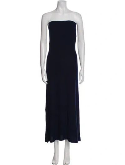 Pre-owned Halston Merino Wool Midi Length Dress W/ Tags In Black