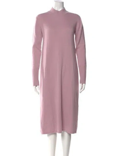 Pre-owned Halston Merino Wool Midi Length Dress W/ Tags In Pink