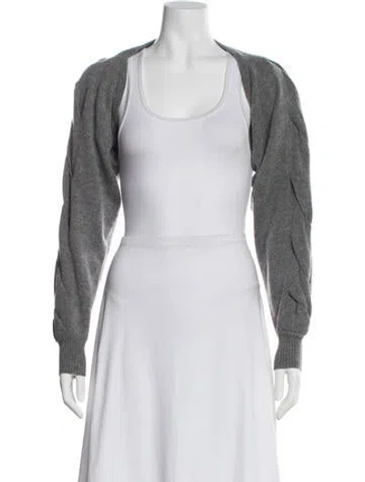 Pre-owned Halston Merino Wool Scoop Neck Sweater W/ Tags In Gray