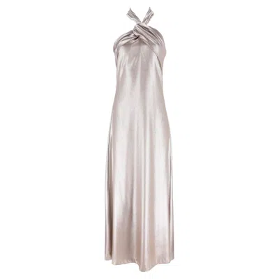 Pre-owned Halston Metallic Gown In Gray