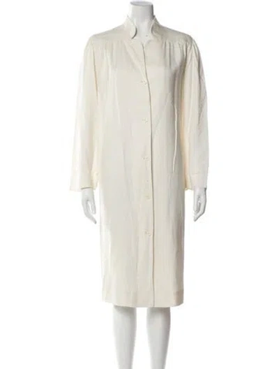 Pre-owned Halston Midi Length Dress In White