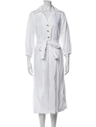 Pre-owned Halston Midi Length Dress In White