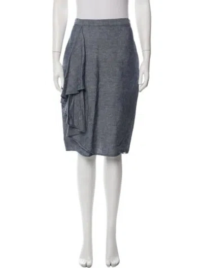 Pre-owned Halston Midi Length Skirt In Blue