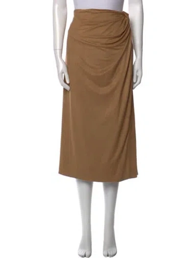 Pre-owned Halston Midi Length Skirt W/ Tags In Brown
