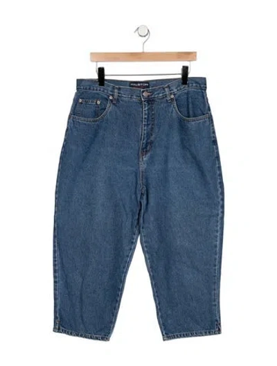 Pre-owned Halston Mid-rise Straight Leg Jeans In Blue