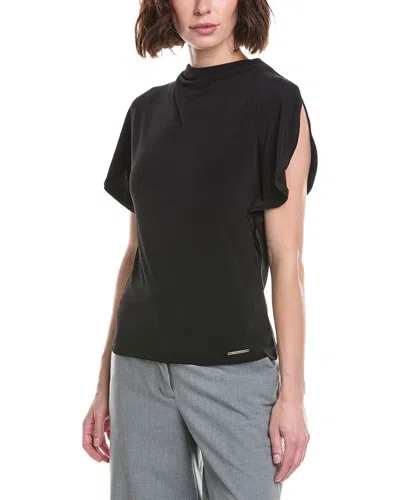 Halston Mock Neck Butterfly Sleeve Top In Black