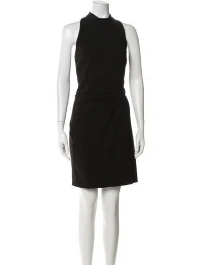 Pre-owned Halston Mock Neck Knee-length Dress In Black