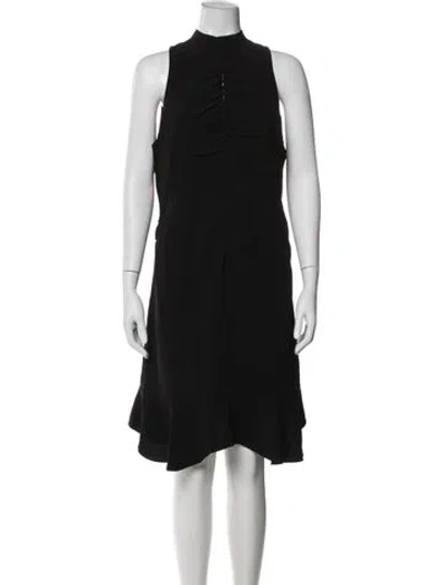 Pre-owned Halston Mock Neck Knee-length Dress In Black