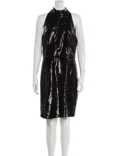 Pre-owned Halston Mock Neck Knee-length Dress In Multi