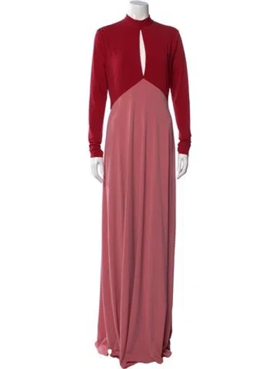 Pre-owned Halston Mock Neck Long Dress W/ Tags In Pink