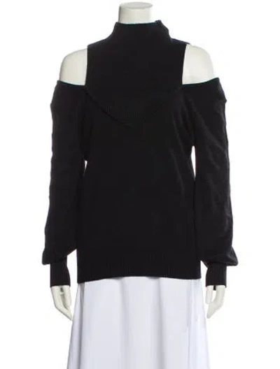 Pre-owned Halston Mock Neck Long Sleeve Sweatshirt In Black