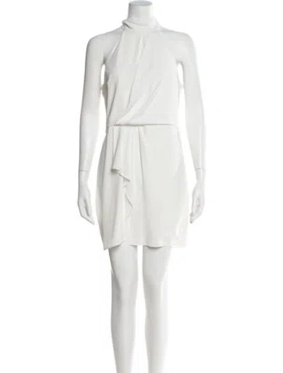 Pre-owned Halston Mock Neck Mini Dress In Neutral