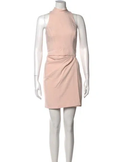 Pre-owned Halston Mock Neck Mini Dress In Pink
