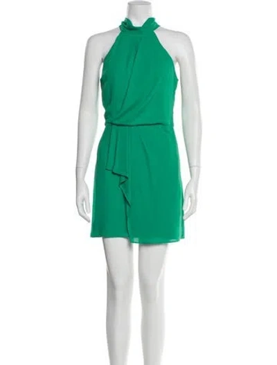 Pre-owned Halston Mock Neck Mini Dress W/ Tags In Green